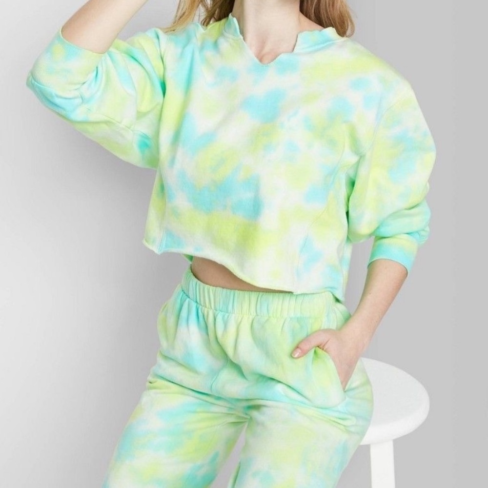 Green and Blue Tie Dye Sweat Set